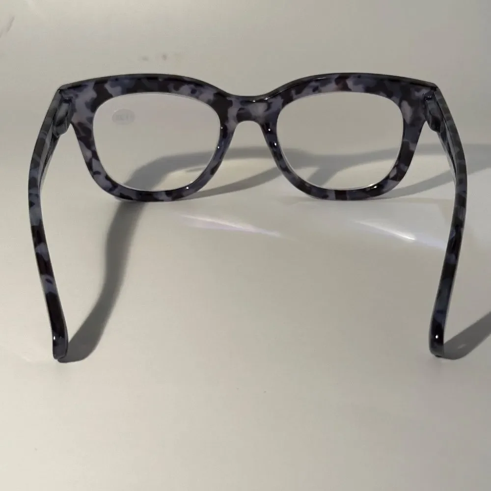 1566 Mona Reading Glasses 1.75 Black GrTortoise Readers Rounded Square Frame NWT